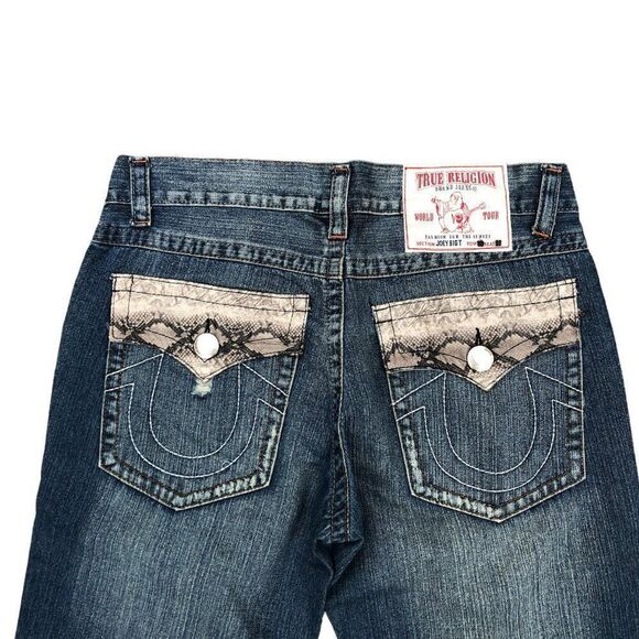 True Religion Jeans Size 38 JOEY BIG T Snakeskin Blue - Picture 2 of 12
